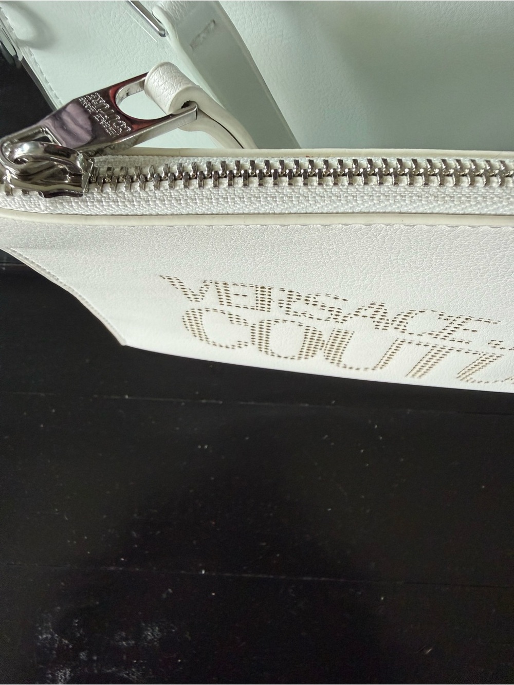 Versace Jeans Collection White Perforated Logo Wristlet - Picture 4 of 7